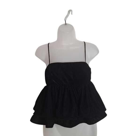 Urban Outfitters Womens Whimsigoth Velvet Babydoll Cami Top Black Peplum XS - Picture 3 of 10